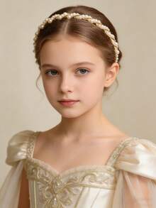 4件套 - 时尚珍珠发箍 - 女孩简约编织发箍 - 简约多功能发夹 - 乡村风旅行摄影发饰 - 仙女般珍珠发箍 - 彩色 - 查看 5