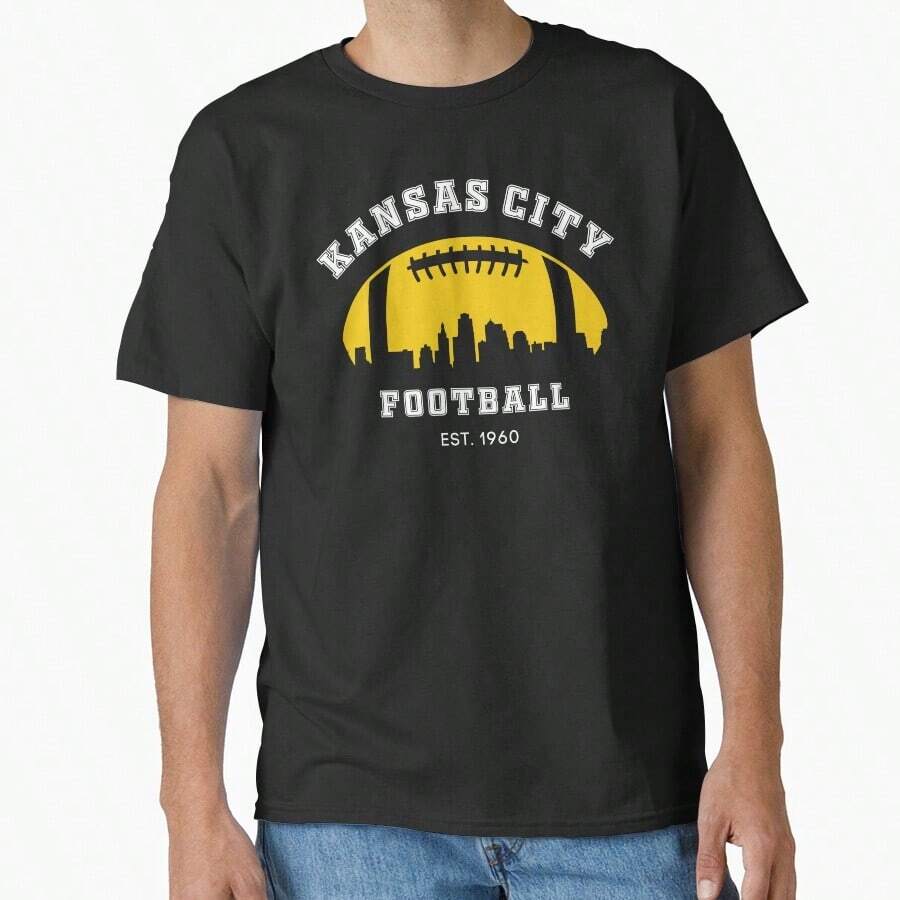 Football Fans Est196 Old Vintage Style Classic Kansas City Football Classic T-Shirt - Negro - Ver 1