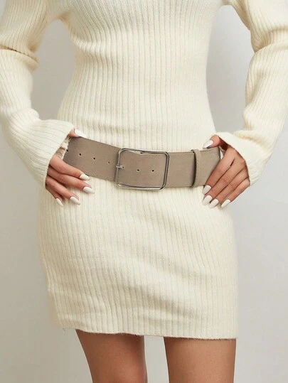 1 pieza Cinturón ancho de estilo Miradar, Cinturón versátil de moda para la cintura, Cinturón de cintura de tela de ante para combinar con faldas, Elegante cinturón decorativo de estilo americano chic para mujeres, Estética