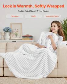 Comfortable Like Clouds, Fleece Throw Blanket Super Soft Lightweight Plush Warm 50x60 Inch 1270x1524 Mm, Comfortable And Warm Blanket, The Best Choice For Gifts, Large Adult Sofa Blanket, Nap Blanket, Large Blanket, White Plush Blanket - 白色 - 查看 2
