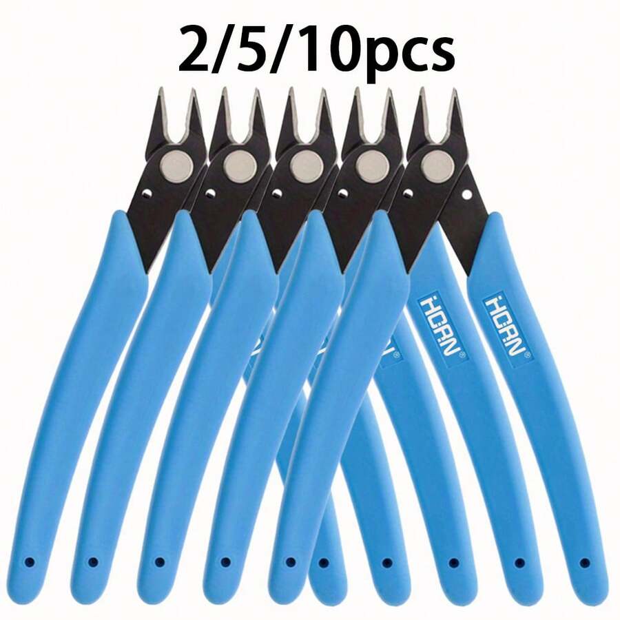 2/5/10pcs PRECISE Wire Cutters - 5-Inch Flush Metal Side Cutter, Mini Nose Plier With Stainless Steel Sharp Edge & Blue Handles - Lightweight, Comfort Grip For Jewelry, Electronics & Hobby Snipping