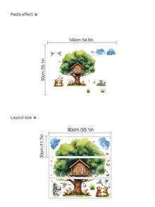 1片/3片装儿童房装饰墙贴，云朵气球动物、恐龙地图、窥视动物、大树上的动物小屋，PVC自粘可移除墙贴，适用于卧室、客厅、书房、餐厅、浴室、家居墙面装饰、房间装饰 - 彩色 - 查看 10