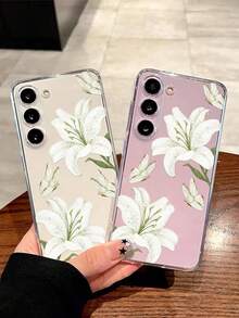 1个白色百合蝴蝶花软壳手机壳，兼容华为荣耀、红米、三星Galaxy A04e/12/A13/A14/A34/A50/A52/A53/A54/S21/S22/S23/S24/S25/S25 Ultra、6A/7A/8A、12T/13T - 無色 - 查看 2