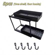 5件套拉出式水槽下收纳架，多功能厨房/浴室/台面收纳架，告别杂乱 - 彩色 - 查看 9