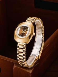 1pc New Stainless Steel Strap Minimalist Fashion Business Women's Watch, Suitable For Daily Wear - Coffee Brown - View 2