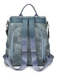 High Quality Leather Women's Backpack, Classic Female Student Bookbag, Travel Rucksack - Blue - View 8