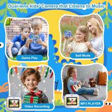 儿童即时打印相机，3-12岁儿童完美生日礼物玩具，1080P高清自拍相机，可爱男孩女孩礼物，附赠2卷打印纸 - 彩色 - 查看 6