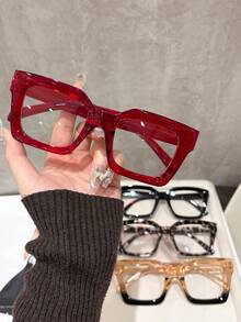 4pcs Plastic Leopard Multicolor Oval Full Frame Decoration Ins Style Popular Design Women Clear Glasses For Daily Life Back-To-School Essentials Weekend Outfit Appointment Outfits Going Out Outfit Fashion Accessories Suitable For All Face Shapes - Transparent - View 2