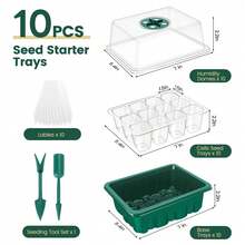 10pcs/5pcs Seedling Tray Planting Kit With Humidity Dome (Total 120 Cells), Seedling Tray Planting Kit With Base, Mini Greenhouse Seed Germination Kit - Multicolor - View 5