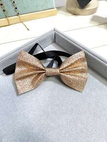 1pc Men's Groom Groomsman Glitter Wedding Banquet Party Nightclub Shiny Bow Tie, Valentine's Day Bow Tie - Multicolor - View 4