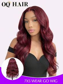 OQ Hair 200% Density 16-28 Inch Body Wave 99J Burgundy Color Wear Go Glueless Wig 7x5 Pre Cut Lace Frontal Wig Pre-Plucked Hairline Lace Front Wig 100 Natural Human Hair Wigs Glueless Glueless Sans Colle Bling Hair Human Hair Y2k Human Hair Wig Valentines Gifts Hair Accessories 100 Human Hair Wigs Real Human Hair Lace Wig Daily Use Quick Ship Women Fast Shipping Vacation Travel For Women - S99J - View 1