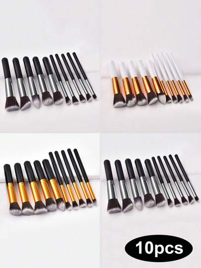 10pcs Black Makeup Brush Set, Multi-Color, Optional, Five Major And Five Minor Combination Sets, Mini Makeup Brush, Nose Shadow Brush, Lip Brush, Concealer Brush, Powder Blusher Brush, Loose Powder Brush, Travel Portable Small Set Of Makeup Brush, A Set Of Makeup Brushes, Including Various Makeup Tools, Soft, Delicate, Skin Friendly, Firm And Hard To Break, Suitable For Beginners To Use