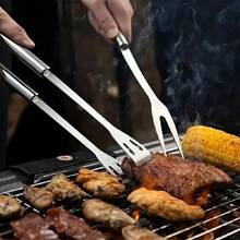 不锈钢户外烧烤签，易于清洁的多功能烧烤工具 - 銀色 - 查看 2