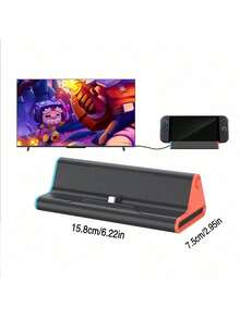 ARIKROII 便携式电视底座，适用于 Ninte/Ndo Sw/Itch 2 - 4K@60Hz 输出，4 个 USB 3.0 端口，Type-C 供电，自动睡眠/唤醒功能 [Sw/Itch 2 底座替代品] - 黑色 - 查看 3