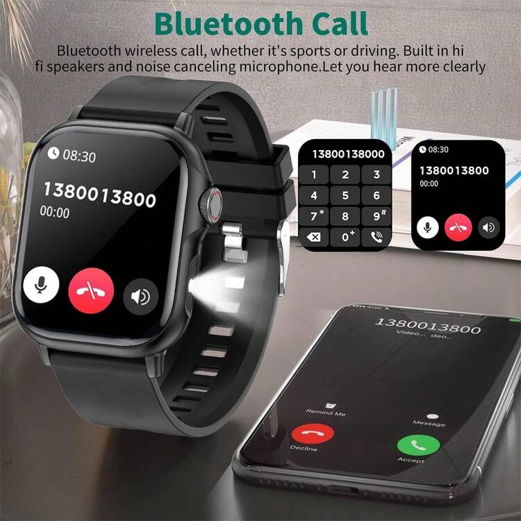 ERUN Reloj inteligente unisex de alta definición con control táctil 2025: Llamadas/Mensajería inalámbrica/Múltiples modos deportivos/Cámara remota/Rastreador de actividad física, Carga USB, Luz LED para exteriores, Correa de silicona, Conexión inteligente - Multicolor - Añade 3