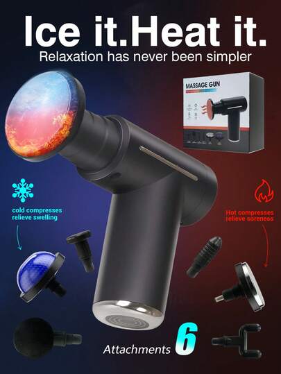 YTWO Premium Massage Gun Set, Valentine's Day Gift - Includes Hot And Cold Therapy Heads, Professional Muscle Massage Relaxation Kit With 6 Massage Attachments, 1800mAh Battery Capacity, Unisex, Suitable For Post-Workout, Yoga, Ramadan Gift, Luxury Gift