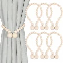 Magnetic Wood Bead Curtain Tiebacks, Curtain Holders For Boho Bedroom, Nursery, Farmhouse Decor, Wood Color, 2 Packs - Wood Color - View 8