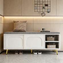 Shoe Changing Stool - White + Particle Board - View 1