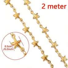 1m/2m Cadena de acero inoxidable con estrella con doble orificio, colgante de estrella de cinco puntas, para hacer pulseras, collares y joyería DIY - Cadena de estrella de cinco puntas - Ver 10