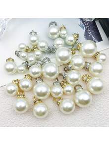 20/50个12毫米白色亮面亚克力吊坠，配圆形珠子和水钻，适合制作耳环、项链和其他珠宝首饰。 - 1 - 查看 1