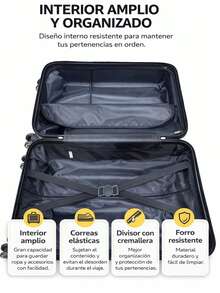 Maleta de viaje rígida de 20 pulgadas para llevar a bordo, equipaje de mano con 4 ruedas y candado integrado, variedad de colores Candado De Combinación Dobles Llantas 360° Rigida - Champán - Ver 3