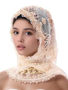 1 pieza Pañuelo para la cabeza con borlas de cuentas hecho a mano para mujer, adecuado para bodas y reuniones, gorro para dormir - Multicolor - Ver 4