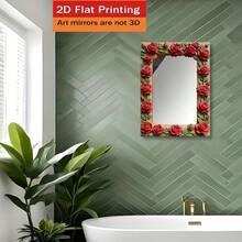 Floral Square Wooden Frame Wall Decor With Fashionable Acrylic Mirror, Suitable For Home Living Room, Bedroom, Studio, Patio, No Power Supply Needed, Ideal For Wedding, Christmas, Valentine's Day, Thanksgiving And Other Holiday Gifts And Decorations. Please Peel Off The Protective Film Before Use. - LQ - View 4