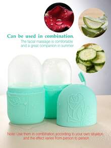 3pcs/Set Facial Beauty Massage Tool Kit - Scraping Board, Gua Sha, Massage Roller, Face Ice Cube Tray, Suitable For Women Facial Massage - Multicolor - View 5