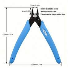 2/5/10pcs PRECISE Wire Cutters - 5-Inch Flush Metal Side Cutter, Mini Nose Plier With Stainless Steel Sharp Edge & Blue Handles - Lightweight, Comfort Grip For Jewelry, Electronics & Hobby Snipping - Baby Blue - View 5