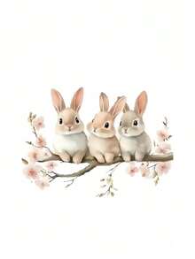 1pc 11.8 Inch New Easter Funny String Art 3 Cute Rabbits Single Layer Double-Sided Visible Fiber Optic Holiday Decoration Window Sticker, Easter Room, Bedroom Decor Sticker - Multicolor - View 8