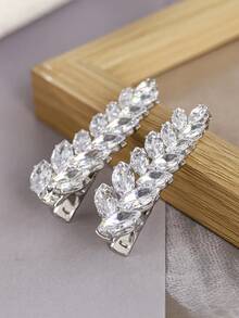 Sparkling Silver Hair Clip With Crystal Stones Lightweight Rhinestone Hairpin For Women