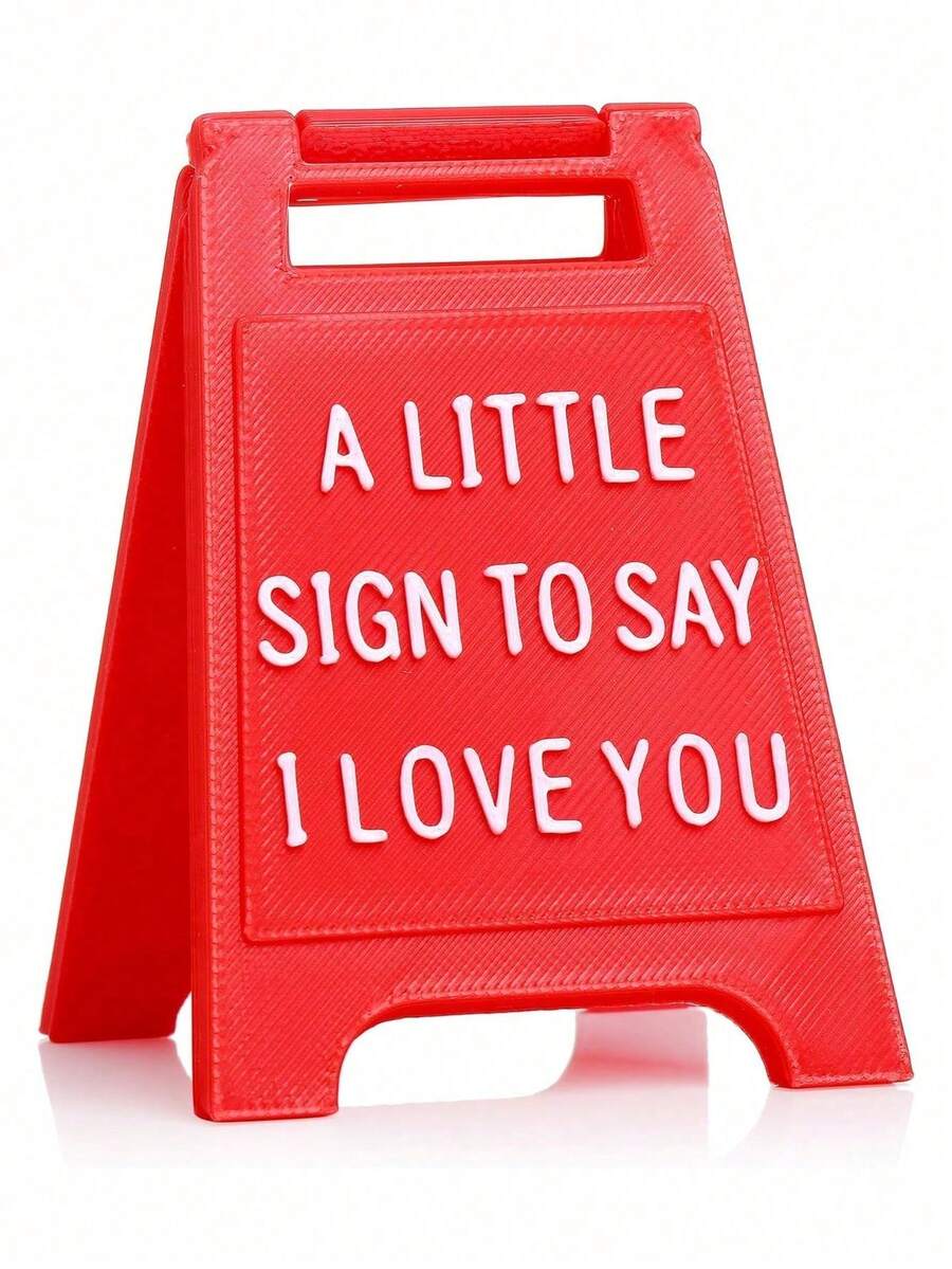 1 Pc Acrylic "I Love You" Desk Sign - Modern White Text Plaque, Valentine's Day Gift Office Decor For Couples Friends - Red - View 1