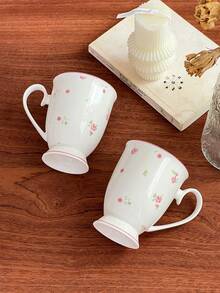 1pc 复古英国花卉陶瓷咖啡杯，奢华金边高腰杯，家用下午茶杯，办公室水杯，早餐牛奶杯，饮料杯，送礼情侣杯返校