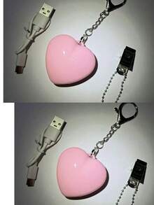 2pcs Heart-Shaped Wallet Light, Touch Sensor LED Mini Night Light, USB Rechargeable Cute Heart-Shaped Lamp, LED Hanging Decor Light, Keychain Accessory, Bag Accessory For Finding Keys Or Other Items, Practical Gift For Valentine's Day/Newlyweds/Birthday - Pink - View 12