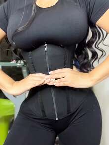 Women's Tummy Control Waist Trainer - Workout Shaping Vest, Corset, Zipper Bodysuit & Slimming Belt - màu đen - Xem 2