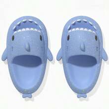 发光鲨鱼拖鞋，男女通用发光鲨鱼凉鞋，露趾EVA厚底人字拖，如云朵般舒适，成人发光鲨鱼凉鞋。沙滩和卧室拖鞋。 - 藍色 - 查看 5