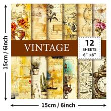 Bộ 12 giấy thủ công họa tiết phong cách cổ điển - Bao gồm 12 thiết kế lấy cảm hứng từ phong cách cổ xưa với hình minh họa hoa, chữ viết tay, họa tiết máy móc, bướm và nền giấy da cũ, giấy bìa cứng không chứa axit hình vuông 15cm/6 inch, thích hợp cho decoupage, viết nhật ký, gói quà, các dự án thủ công theo chủ đề lịch sử, thêm nét quyến rũ cổ điển cho các tác phẩm của bạn, Kích thước: 6 inch * 6 inch - Nhiều màu - Xem 2