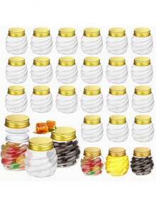 1pc Honey Pot With Gold Lid, Threaded Jar, Suitable For Holiday Party Gifts, Vanilla Jam, Candy, Holiday Party Gift Packaging, Wedding, And Other Party Supplies Small Container - Multicolor - View 2