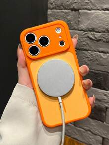 Luxury Skin Feel Matte Magnetic Lens Protective Shockproof Phone Case Compatible With IPhone 17 Pro Max 17 Pro 13 14 15 16 Pro Max 14 15 16 17 Heat Dissipation Bumper Back Cases Cover - Orange - View 6