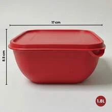 Set Of 12 Square Plastic Containers In Various Colors – Kitchen Organizer With Lids (5*500 Ml, 5*1 L, 2*1.8 L) - Red - View 5