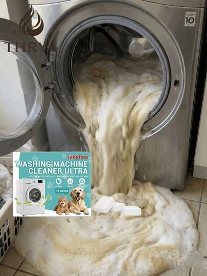 jakehoe 12 piezas/paquete Tabletas limpiadoras potentes para lavadora - 3 en 1 para descalcificación profunda, elimina completamente la cal. Mantiene el tambor/agitador de tu lavadora fresco y suave. Decoración y accesorios de baño, detergente para la ropa, artículos de limpieza, accesorios para la lavandería, polvo para lavar, jabón para la ropa, limpiador de lavadora, quitamanchas, limpiador de baño