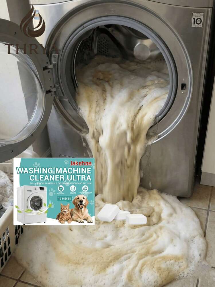 jakehoe 12 piezas/paquete Tabletas limpiadoras potentes para lavadora - 3 en 1 para descalcificación profunda, elimina completamente la cal. Mantiene el tambor/agitador de tu lavadora fresco y suave. Decoración y accesorios de baño, detergente para la ropa, artículos de limpieza, accesorios para la lavandería, polvo para lavar, jabón para la ropa, limpiador de lavadora, quitamanchas, limpiador de baño - Multicolor - Añade 1