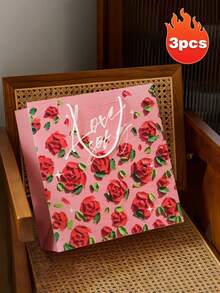 Oil Painting Rose Series Gift Bag With Handle, Suitable For Gifts, Candies, Paper Gift Bags For Valentine's Day, Wedding, Giving To Girlfriend, Boyfriend, Wife, Husband - Multicolor - View 9