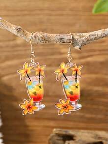 1 Pair Cute Cartoon Sea Turtle, Fruit, Bow Acrylic Earrings, Suitable For Women To Wear During Vacation And Music Festivals - Multicolor - View 15