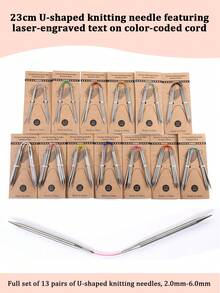23厘米飞鸟图案针织套装，13种尺寸不锈钢环形针织针（随机颜色针线），DIY毛衣编织工具，针号2.0-6.0毫米 - 彩色 - 查看 9