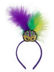 1 pieza Diadema con brillo y plumas, tocado, adecuado para la fiesta del Día de San Patricio, celebración de festivales - Multicolor - Ver 8