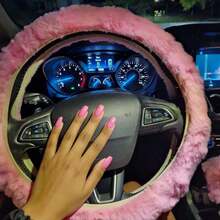 Universal Plush Steering Wheel Cover Set, With Hand Brake & Gear Protectors, Winter Faux Fur Hand Brake&Gear Cover For Car/SUV, Car Accessories - Multicolor - View 4