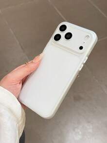 1pc Minimalist Ice-Like Frosted Transparent Phone Case, Compatible With IPhone 17 Air 16 14 13 12 15 11 Pro Max Plus, Transparent Camera Protection Case - White - View 2