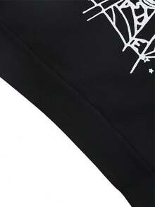 Autumn/Winter Clothing: Street-Style Hip-Hop Style Foam Spider Web Hooded Sweatshirt, Fashionable Sporty Hoodie. - 黑色 - 查看 6