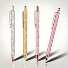 4pcs Shiny Metallic Retractable Cute Glitter Ballpoint Pens, Suitable For Personal Use Or As Gifts